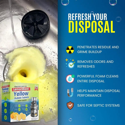 LemonBlast Yellow Bubble Tablets  – Odor Eliminator + Blockage Remover (24 tablets)